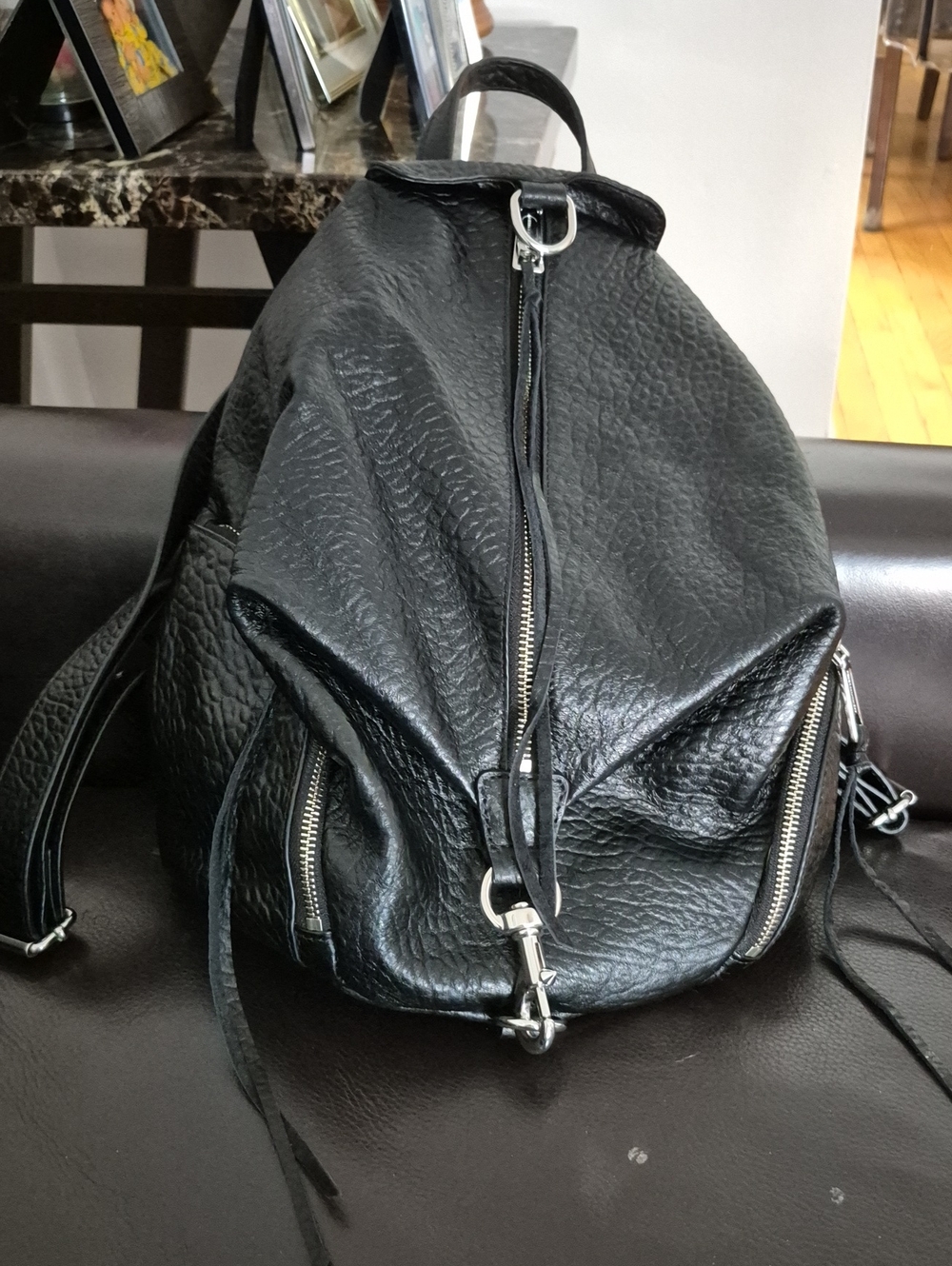 Rebecca minkoff Pebble Black Leather Zipper Backpack - Women's Everyday Bag